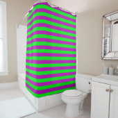 Rideaux De Douche Conception de bandes violettes et vertes (En situation)