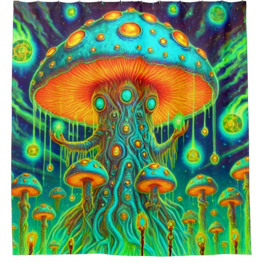 Rideaux De Douche Conception de champignons d'art (Devant)