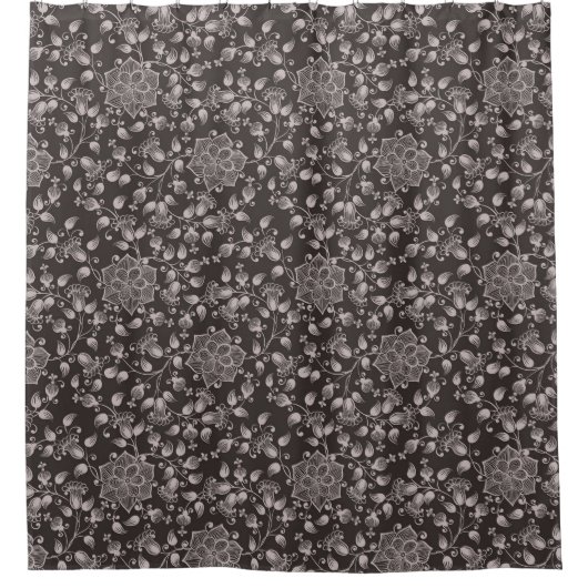 Rideaux De Douche Conception de fleurs monochromes (Devant)