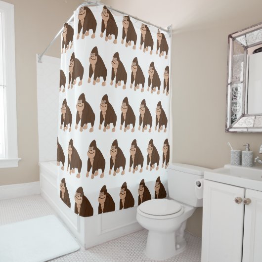 Rideaux De Douche Conception de gorille marron (En situation)