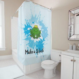 Rideaux De Douche Conception de la grenouille verte mignonne