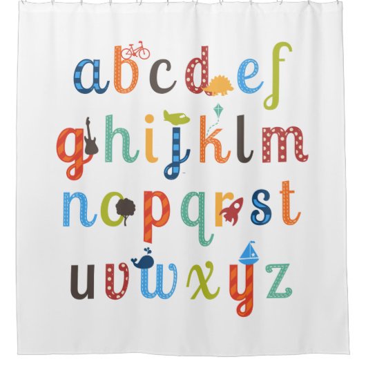 Rideaux De Douche Conception de l'alphabet (Devant)