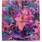 Rideaux De Douche Conception de marbre rose violet bleu abstrait (Devant)