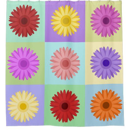 Rideaux De Douche Conception de marguerite du Gerbera 3x3 (Devant)