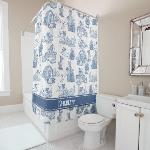 Rideaux De Douche Conception de monogramme de chien en toile françai