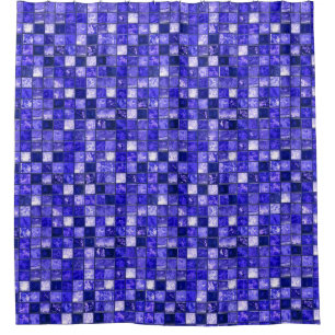 Rideaux De Douche Conception de mosaïque bleue abstraite avec textur