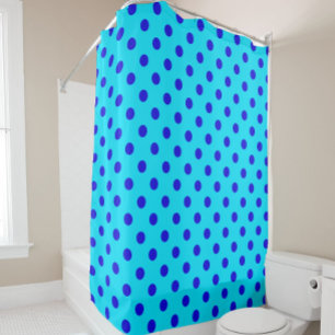 Rideaux De Douche Conception de motif à pois bleus sur fond cyan