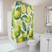 Rideaux De Douche Conception de motif aquarelle citrons (En situation)