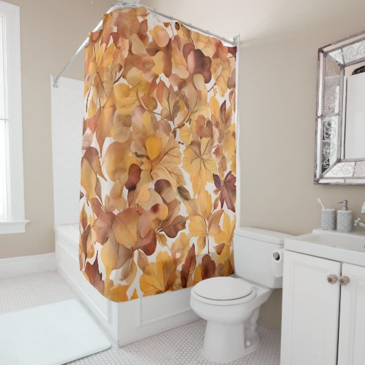 Rideaux De Douche Conception de motif de couleurs aux tons feuillus (En situation)