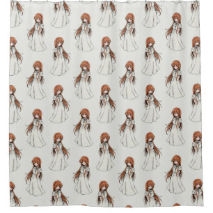 Rideaux De Douche Conception de motif de manga de fille weeb anime