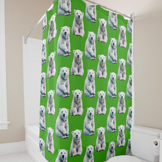 Rideaux De Douche Conception de motif d'ours polaire vert