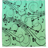 Rideaux De Douche Conception de musique verte Notes Fantaisie (Devant)