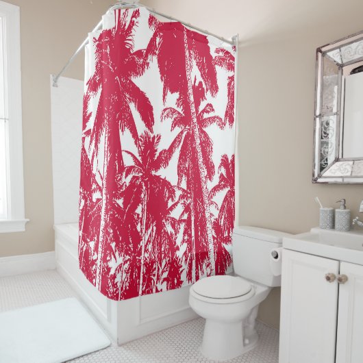 Rideaux De Douche Conception de palmiers tropicaux (En situation)