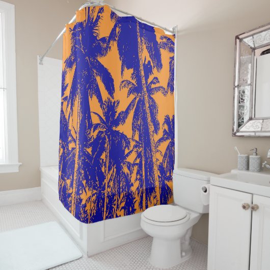 Rideaux De Douche Conception de palmiers tropicaux (En situation)