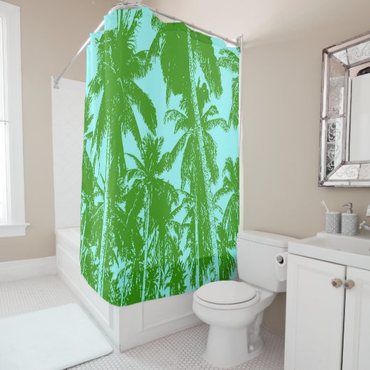 Rideaux De Douche Conception de palmiers tropicaux (En situation)