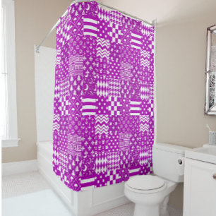 Rideaux De Douche Conception de Patchwork Motifs mélangés violet bla