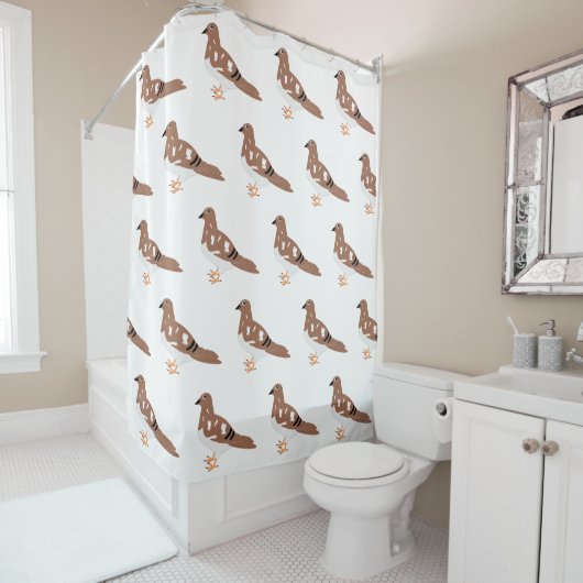 Rideaux De Douche Conception de pigeon (En situation)