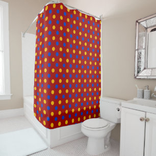 Rideaux De Douche Conception de points polka rouges bleus jaunes