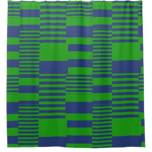 Rideaux De Douche Conception de rayures patchwork bleu vert (Devant)