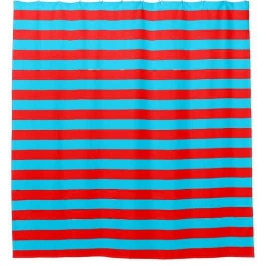 Rideaux De Douche Conception de rayures rouges et bleues (Devant)