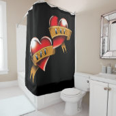 Rideaux De Douche Conception de tatouage de bannière traditionnelle (En situation)