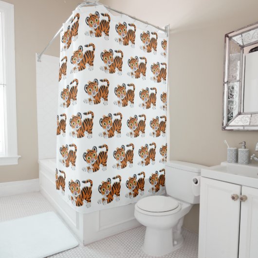 Rideaux De Douche Conception de tigre (En situation)