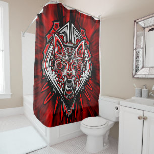 Rideaux De Douche Conception de totem tribal Haida Loup