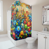 Rideaux De Douche Conception des fleurs (En situation)