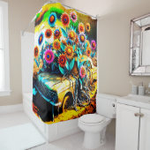 Rideaux De Douche Conception des fleurs (En situation)