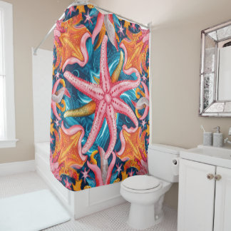 Rideaux De Douche Conception d'étoile de mer multicolore