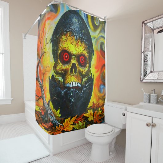 Rideaux De Douche Conception du crâne (En situation)