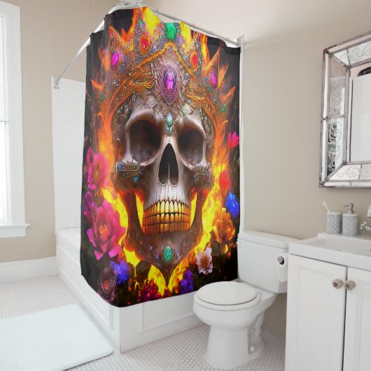 Rideaux De Douche Conception du crâne (En situation)