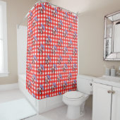 Rideaux De Douche Conception En vichy chèque rouge (En situation)