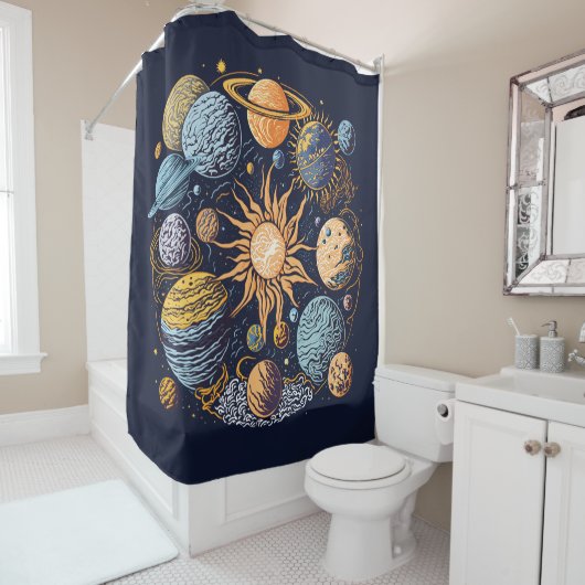 Rideaux De Douche Conception graphique du système solaire (En situation)