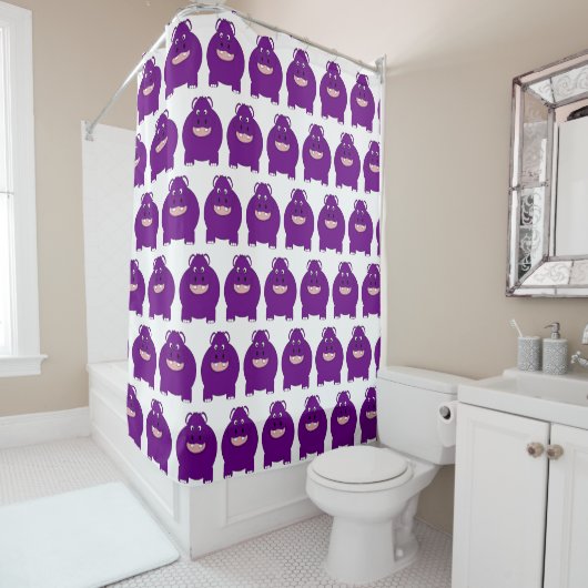Rideaux De Douche Conception Hippopotame (En situation)