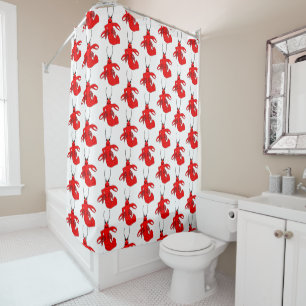 Rideaux De Douche Conception Homard Rouge