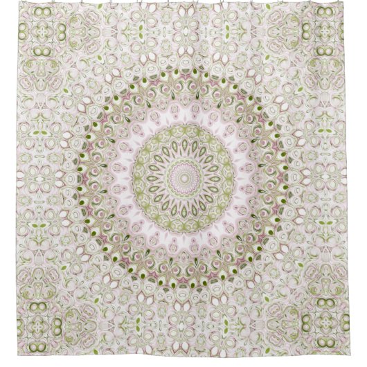 Rideaux De Douche Conception Motif de Mandala rose et vert (Devant)