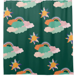 Rideaux De Douche Conception motif transparente avec nuages colorés