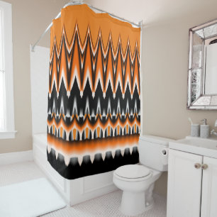 Rideaux De Douche Conception Orange Blanc et Noir avec des Piques