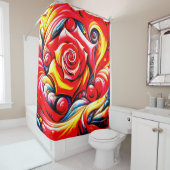 Rideaux De Douche Conception rose (En situation)