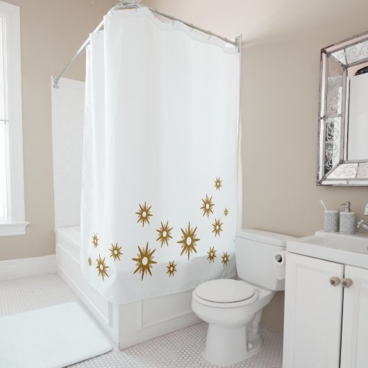 Rideaux De Douche Conception simple de démarrage Gold | Blanc (En situation)