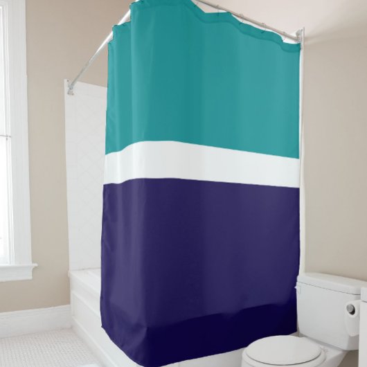 Rideaux De Douche Conception turquoise de blocs de couleur bleu blan