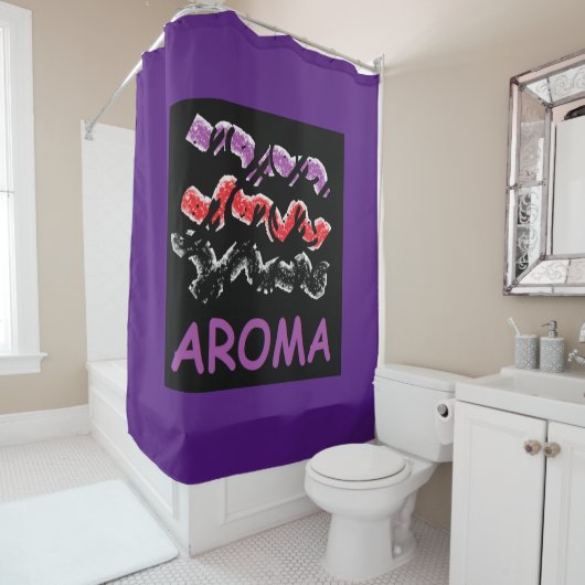 Rideaux De Douche Conception violette avec mot de texte (En situation)