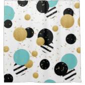Rideaux De Douche Confetti Dot Party en Turquoise et or (Devant)