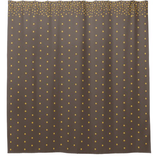Rideaux De Douche Confettis dorés élégants sur fond marron (Devant)