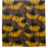 Rideaux De Douche Confleurs jaunes sur brun foncé (Devant)