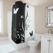 Rideaux De Douche Contemporain frappant Noir et blanc nature inspi (En situation)