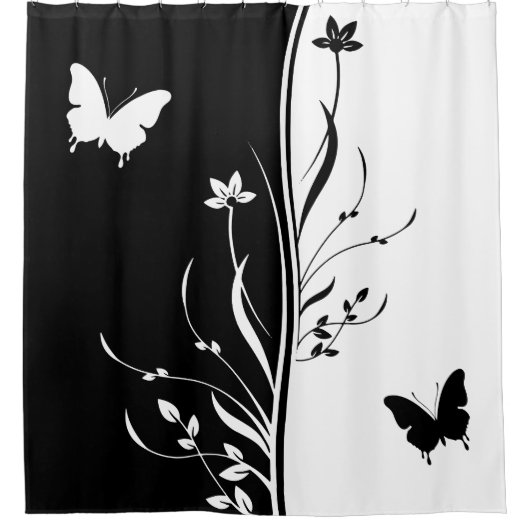 Rideaux De Douche Contemporain frappant Noir et blanc nature inspi (Devant)