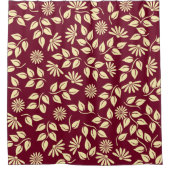 Rideaux De Douche Contemporain Pastel Jaune Feuille Daisées Bourgogn (Devant)