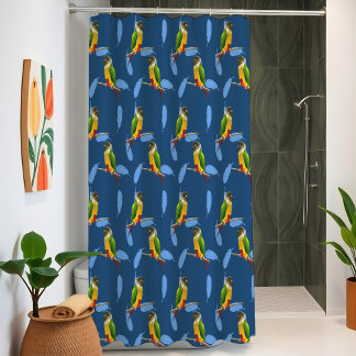 Rideaux De Douche Conure à joues vertes Vibrantes plumes de perroque